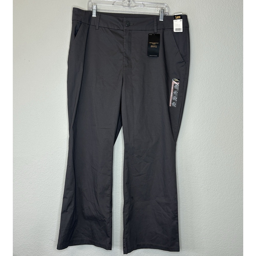NWT Lee High Rise Wrinkle Free Bootcut Gray Pants 18 Women's 18W Petite 28" - Picture 2 of 14